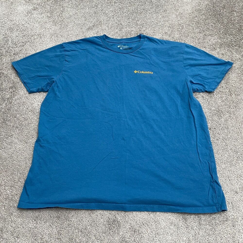 Columbia Graphic T-Shirt Mens XXL Blue Crew Neck Short Sleeve Cotton Casual Tee